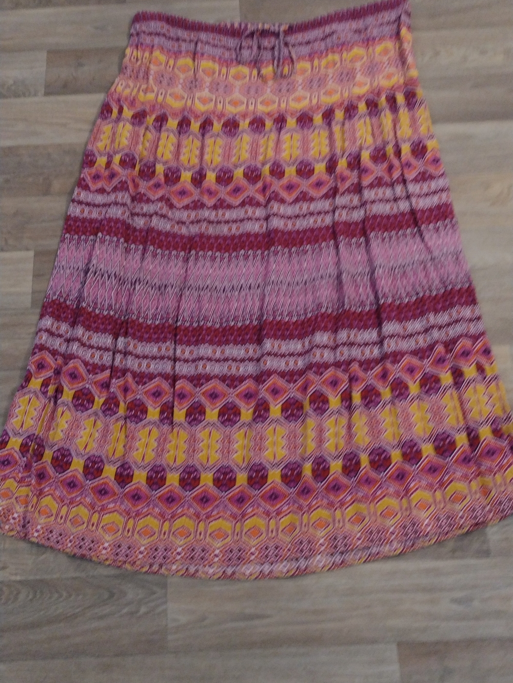 Mossimo Supply Co. Pink Yellow Geometric Tiered Maxi Skirt - Picture 7 of 7